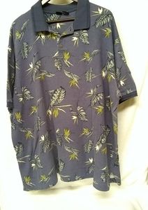 Cherokee Shirt Short Sleeve Polo Rugby 2XL/52 Blue Palm Leaves